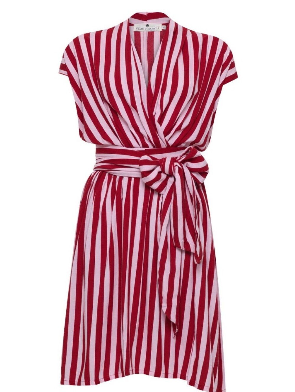 State of Georgia The Point Dress Red & Pink Striped Midi